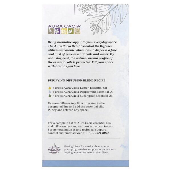 Difusor de Óleo Essencial Ultrassônico USB Orbit 1 Unidade - Aura Cacia