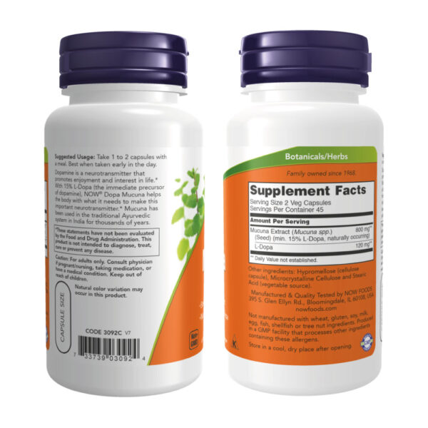 Dopa Mucuna 180 Veg Cápsulas - Now Foods