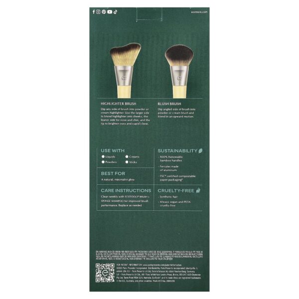 EcoTools - Duo de Pincéis Faciais para Blush e Iluminador 2 Pincéis
