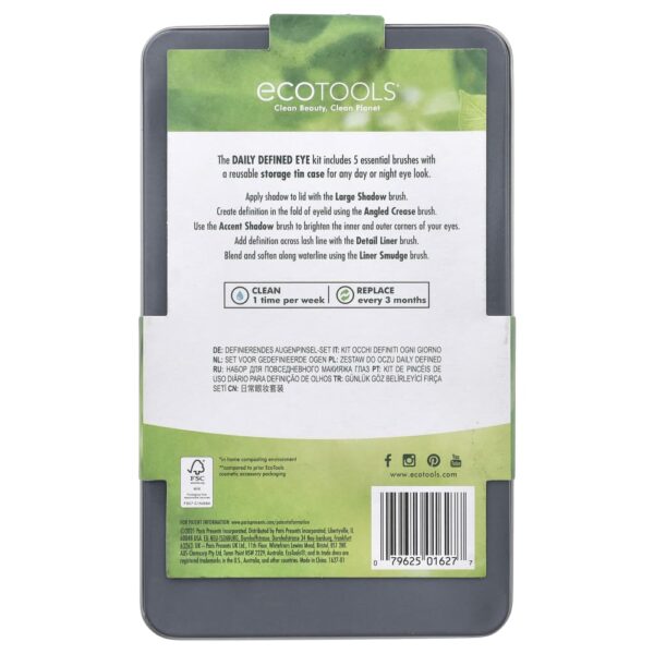EcoTools - Kit de Pincéis para Olhos Daily Defined Eye Set 5 Peças com Estojo