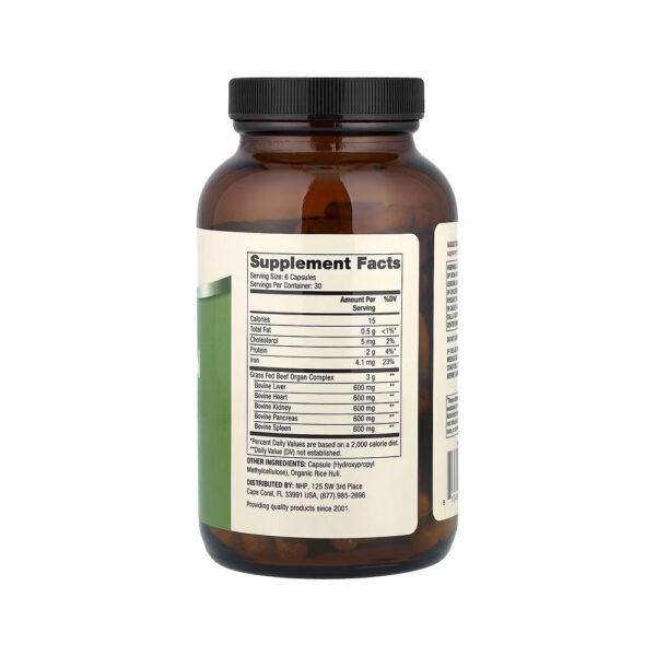 Complexo de Órgãos Grass-Fed Beef 180 Cápsulas - Dr. Mercola