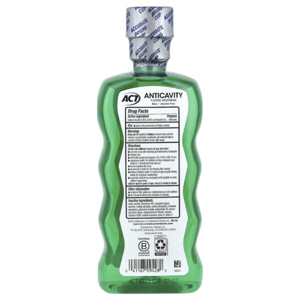 Enxaguante Bucal Anticáries com Flúor Sem Álcool Sabor Menta 532 ml - ACT