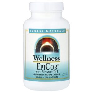 EpiCor com Vitamina D3 500 mg 120 Cápsulas - Source Naturals