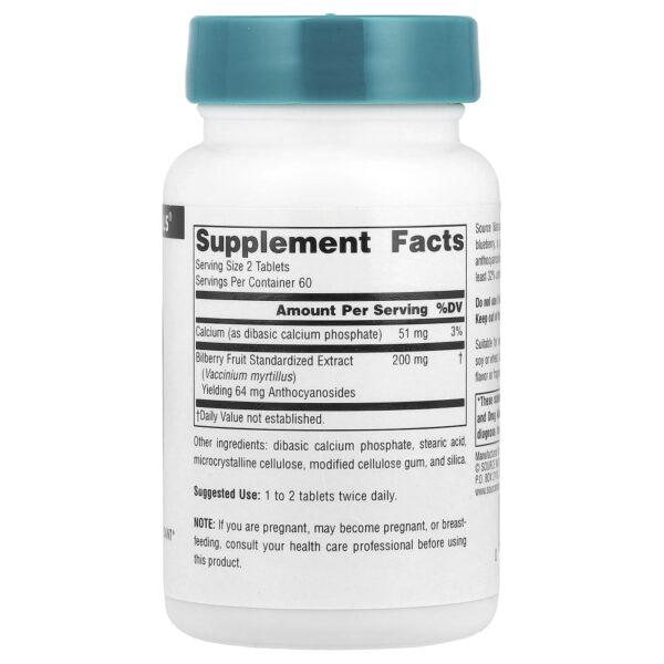 Extrato de Mirtilo Europeu 100 mg 120 Comprimidos - Source Naturals