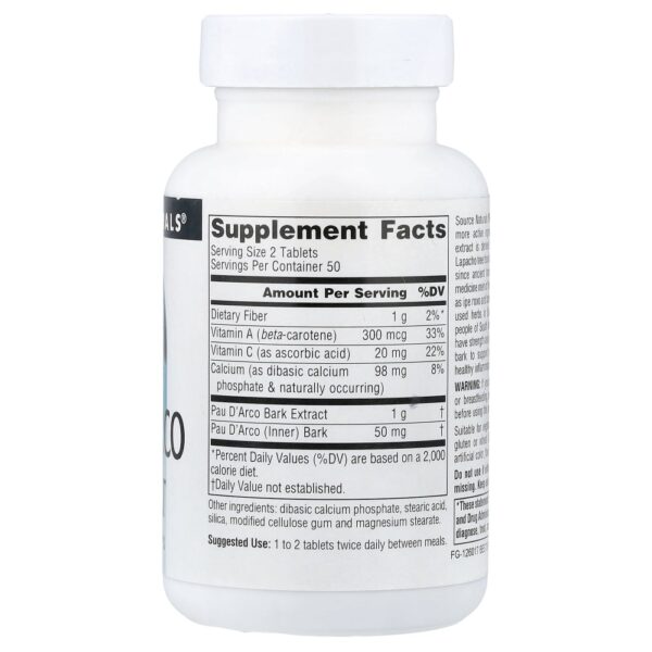 Extrato de Pau D'Arco 100 Comprimidos - Source Naturals