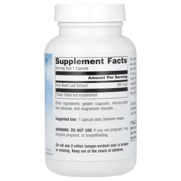 Extrato de Tulsi Manjericão Sagrado 450 mg 120 Cápsulas - Source Naturals