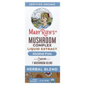 Extrato Líquido do Complexo de Cogumelos Orgânicos Sem Álcool 1200 mg 30 ml - MaryRuth's