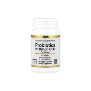 Probiotics 25 Billion CFU Mistura de 10 Estirpes 25 Bilhões de UFCs 60 Cápsulas Vegetais - California Gold Nutrition