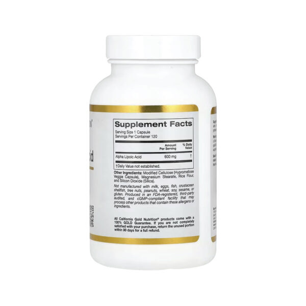 Ácido Alpha Lipoico 600 mg 120 Cápsulas Vegetais - California Gold Nutrition