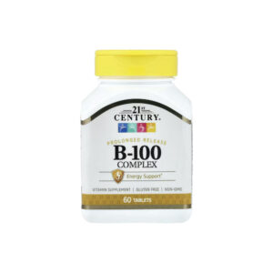 fba6c3e4d73e41f6a44d3dd568e6bb4c-jbguijo258.jpg Complexo B-100 Liberação Prolongada 60 Tabletes - 21st Century