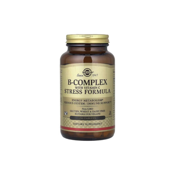 fc1adc99badd46fd8dc830046bbe72ef-ftacwy2btx.jpg Complexo B com Fórmula para Estresse de Vitamina C 250 Comprimidos - Solgar