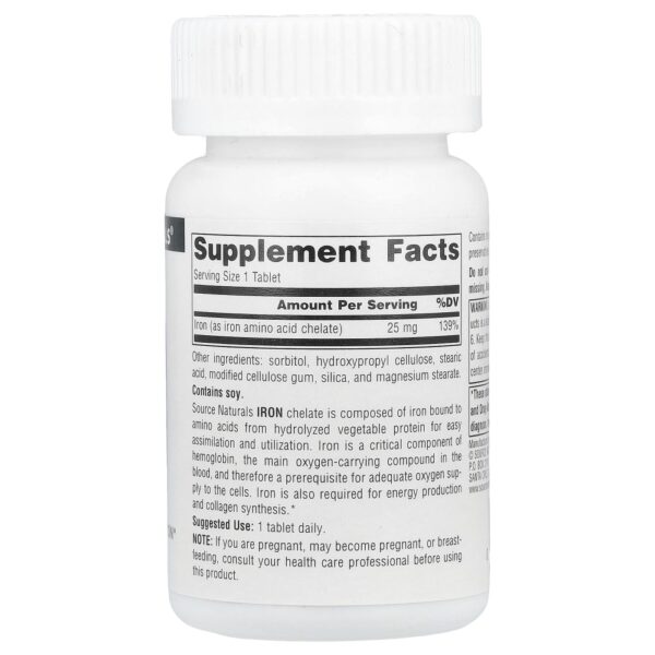 Ferro 25 mg 100 Comprimidos - Source Naturals