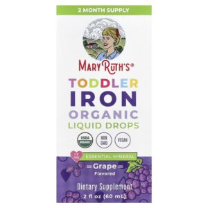 Ferro em Gotas Orgânicas para Crianças Pequenas 1 a 3 Anos Uva 60 ml - MaryRuth's