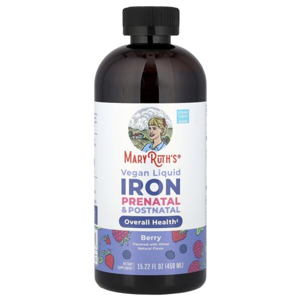 Ferro Líquido Vegano Pré-natal e Pós-natal Fruto Silvestre 450 ml - MaryRuth's