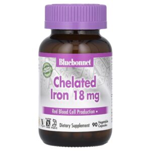 Ferro Quelado 18 mg 90 Cápsulas Vegetais - Bluebonnet Nutrition