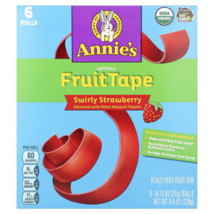 Annie's Homegrown - FruitTape Orgânico Morango Rodopiante 6 Rolos 21 g (21 g) Cada