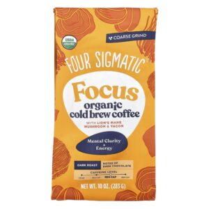 Focus Café Orgânico Frio com Juba-de-Leão Cogumelo e Yacon Moagem Grossa Torra Escura 283 g - Four Sigmatic