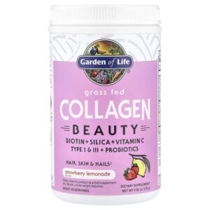 Garden of Life - Peptídeos de Colágeno Grass-Fed Beauty Limonada de Morango 270 g