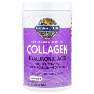 Garden of Life - Peptídeos de Colágeno Grass-Fed e Marinho com Ácido Hialurônico Sem Sabor 270 g