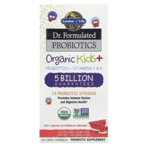 Garden of Life - Probiótico Infantil Orgânico em Mastigáveis Dr. Formulated Melancia 30 Mastigáveis