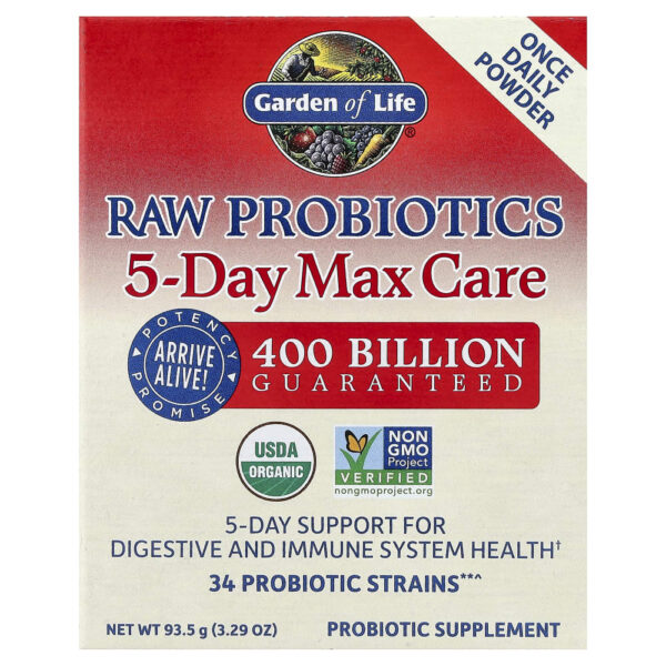 Garden of Life - Probiótico Intensivo de 5 Dias RAW Probiotics 5-Day Max Care 93.5 g