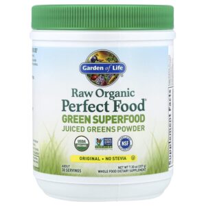 Garden of Life - Superalimento Verde em Pó RAW Organic Perfect Food Green Superfood Original 207 g