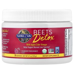 Garden of Life - Suplemento de Beterraba e Vinagre de Maçã em Pó Beets Detox Romã e Cranberry 105 g