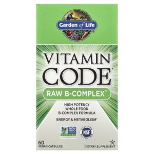 Garden of Life - Suplemento de Complexo B Orgânico Vitamin Code RAW B-Complex 60 Cápsulas