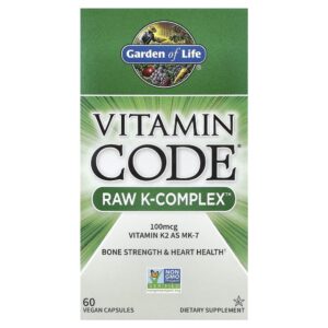 Garden of Life - Suplemento de Complexo K Orgânico Vitamin Code RAW K-Complex 60 Cápsulas