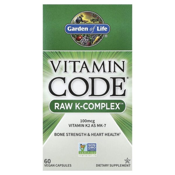 Garden of Life - Suplemento de Complexo K Orgânico Vitamin Code RAW K-Complex 60 Cápsulas