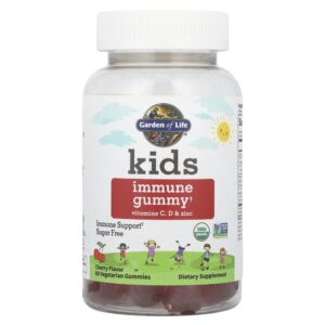 Garden of Life - Suplemento de Imunidade Infantil com Vitamina C D e Zinco Sabor Cereja 60 Gomas