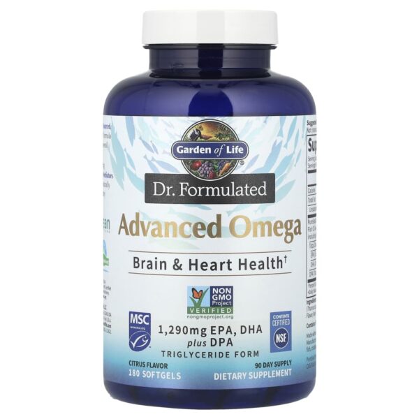 Garden of Life - Suplemento de Ômega-3 Avançado Dr. Formulated Advanced Omega Cítrico 180 Softgels