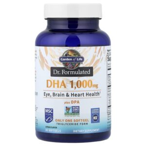 Garden of Life - Suplemento de Ômega-3 DHA e DPA Dr. Formulated DHA Plus DPA Cítricos 30 Softgels