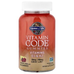 Garden of Life - Suplemento de Vitamina D3 e K2 em Gomas Vitamin Code Framboesa e Limão 45 Gomas