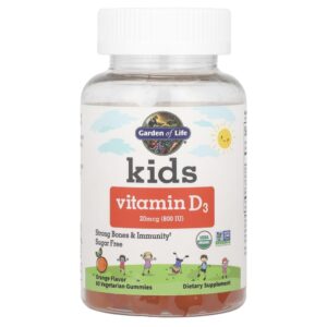 Garden of Life - Suplemento de Vitamina D3 Infantil 800 UI Sabor Laranja 60 Gomas