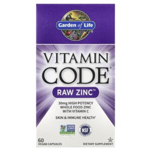 Garden of Life - Suplemento de Zinco Orgânico com Vitamina C Vitamin Code RAW 60 Cápsulas