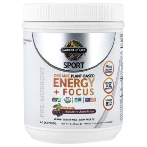 Garden of Life - Suplemento Pré-Treino Orgânico Vegetal Sport Energy & Focus Amora 231 g