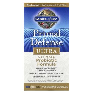 Garden of Life - Suplemento Probiótico de Alta Potência Primal Defense Ultra 180 Cápsulas