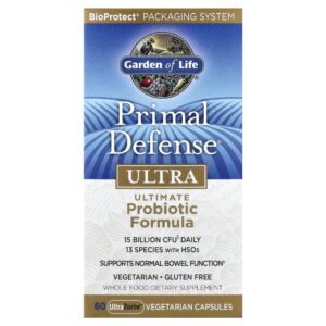 Garden of Life - Suplemento Probiótico de Alta Potência Primal Defense Ultra 60 Cápsulas