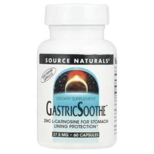 GastricSoothe Zinco L-Carnosina 37.5 mg 60 Cápsulas - Source Naturals