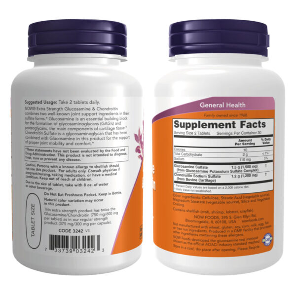 Glucosamina e Condroitina 60 Tabletes - Now Foods