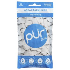 Goma de Mascar Hortelã-Pimenta Sem Açúcar 55 Unidades 77 g - The PUR Company