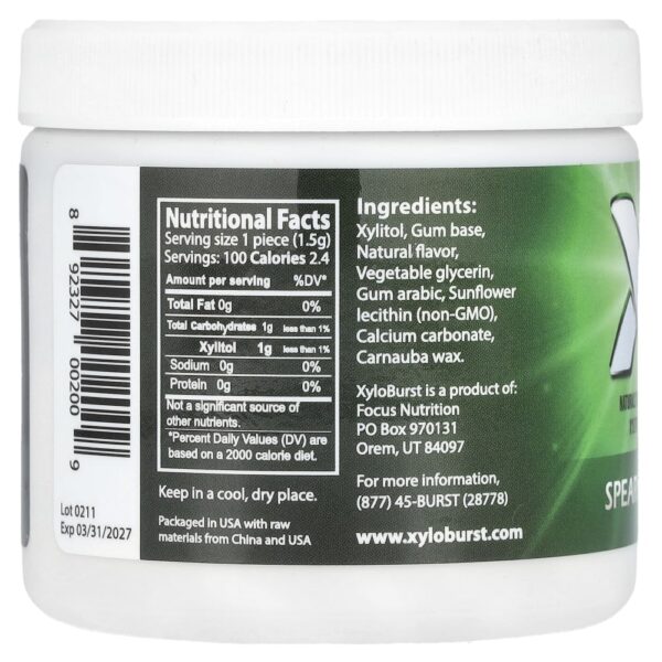 Goma de Xilitol Hortelã 100 Unidades 150 g - Xyloburst