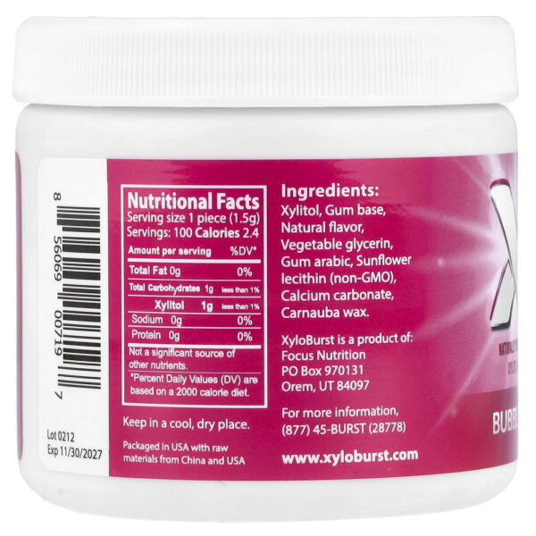 Goma de Xilitol Sabor Chiclete 100 Unidades 150 g - Xyloburst