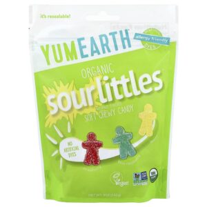 Gomas Azedas Organic SourLittles Gomas Mastigáveis Morango Framboesa Azul Limão 142 g - YumEarth