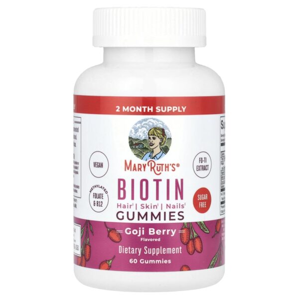 Gomas de Biotina Goji Frutas Vermelhas 60 Gomas - MaryRuth's