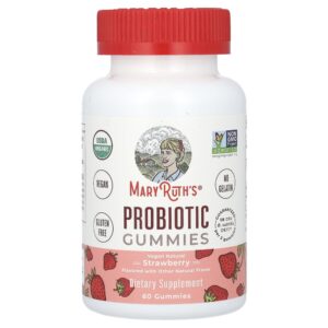 Gomas de Probióticos Morango 60 Gomas (2,5 Bilhões de UFCs por Goma) - MaryRuth's