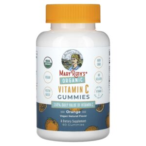 Gomas de Vitamina C Orgânica Sabor Laranja 60 Gomas (45 mg por Goma) - MaryRuth's