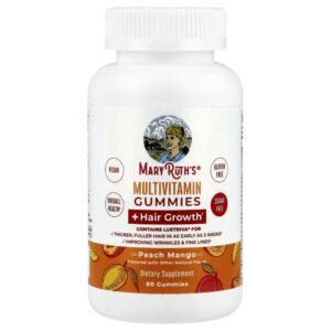 Gomas Multivitamínicas + Crescimento Capilar Pêssego e Manga 60 Gomas - MaryRuth's
