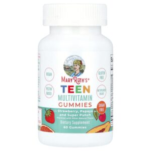 Gomas Multivitamínicas para Adolescentes Sem Açúcar Morango Mamão e Superponche 60 Gomas - MaryRuth's